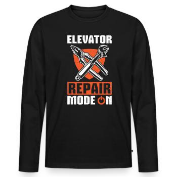 Elevator Repair Mode On - Men's Premium Organic Long Sleeve Shirt - black - Front - Nico (187cm)