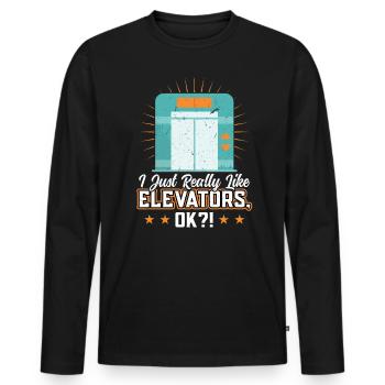 I Just Really Like Elevators - Men's Premium Organic Long Sleeve Shirt - black - Front - Nico (187cm)