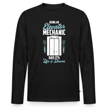 Being An Elevator Mechanic Has Its Ups And Downs - Men's Premium Organic Long Sleeve Shirt - black - Front - Nico (187cm)
