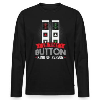 I'm That Button Kind Of Person - Elevator - Men's Premium Organic Long Sleeve Shirt - black - Front - Nico (187cm)