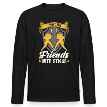 I Beat My Friends With Sticks - Larping - Men's Premium Organic Long Sleeve Shirt - black - Front - Nico (187cm)
