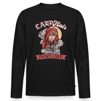 Larp Hair - Don’t Care - Larping - T-shirt manches longues Premium bio Homme - noir - Devant - Nico (187cm)