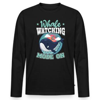 Whale Watching Mode On - Whale - Männer Premium Bio Langarmshirt - Schwarz - Vorne - Nico (187cm)