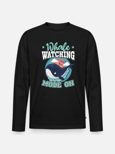 Whale Watching Mode On - Whale - Männer Premium Bio Langarmshirt - Schwarz