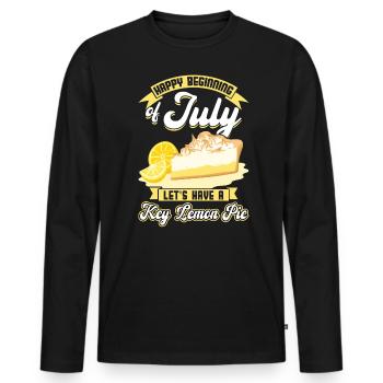 Happy Beginning Of July Let's Have A Key Lemon Pie - Men's Premium Organic Long Sleeve Shirt - black - Front - Nico (187cm)