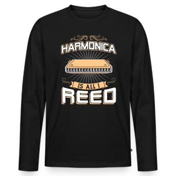 Harmonica Is All I Reed - Harmonica Player - Männer Premium Bio Langarmshirt - Schwarz - Vorne - Nico (187cm)