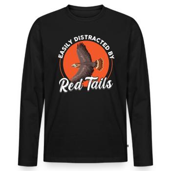 Easily Distracted By Red Tails - Falconry - Männer Premium Bio Langarmshirt - Schwarz - Vorne - Nico (187cm)