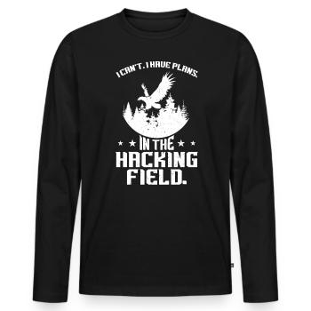 Je ne peux pas. J’ai des projets. Dans le domaine du piratage. - T-shirt manches longues Premium bio Homme - noir - Devant - Nico (187cm)