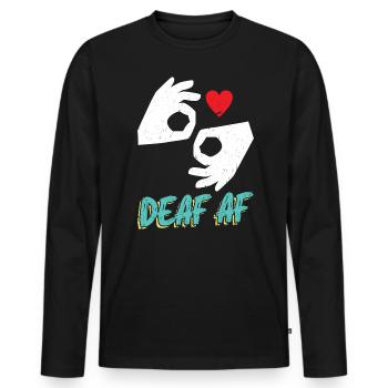 AF- Asl sourd - T-shirt manches longues Premium bio Homme - noir - Devant - Nico (187cm)
