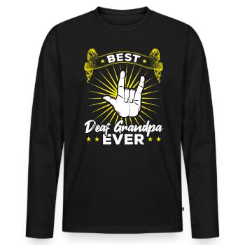Best Deaf Grandpa Ever - Deaf Pride - Men's Premium Organic Long Sleeve Shirt - black - Front - Nico (187cm)