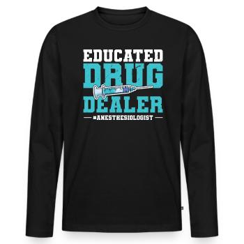 Dealer de drogue éduqué - Anesthésiologiste - T-shirt manches longues Premium bio Homme - noir - Devant - Nico (187cm)