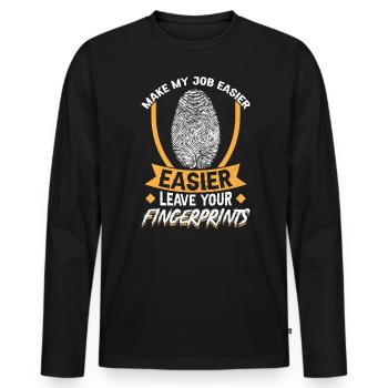 Laissez vos empreintes digitales - Criminaliste - T-shirt manches longues Premium bio Homme - noir - Devant - Nico (187cm)