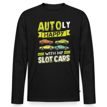AUTOly satisfait de mes voitures à sous - T-shirt manches longues Premium bio Homme - noir - Devant - Nico (187cm)