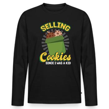 Vendre des biscuits depuis que je suis enfant - Cookie Scout - T-shirt manches longues Premium bio Homme - noir - Devant - Nico (187cm)