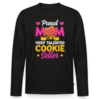 Fière maman d’un vendeur de biscuits très talentueux - T-shirt manches longues Premium bio Homme - noir - Devant - Nico (187cm)