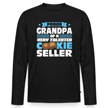 Fier grand-père d’un vendeur de biscuits très talentueux - T-shirt manches longues Premium bio Homme - noir - Devant - Nico (187cm)