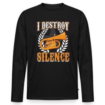I Destroy Silence - Euphonium - Männer Premium Bio Langarmshirt - Schwarz - Vorne - Nico (187cm)