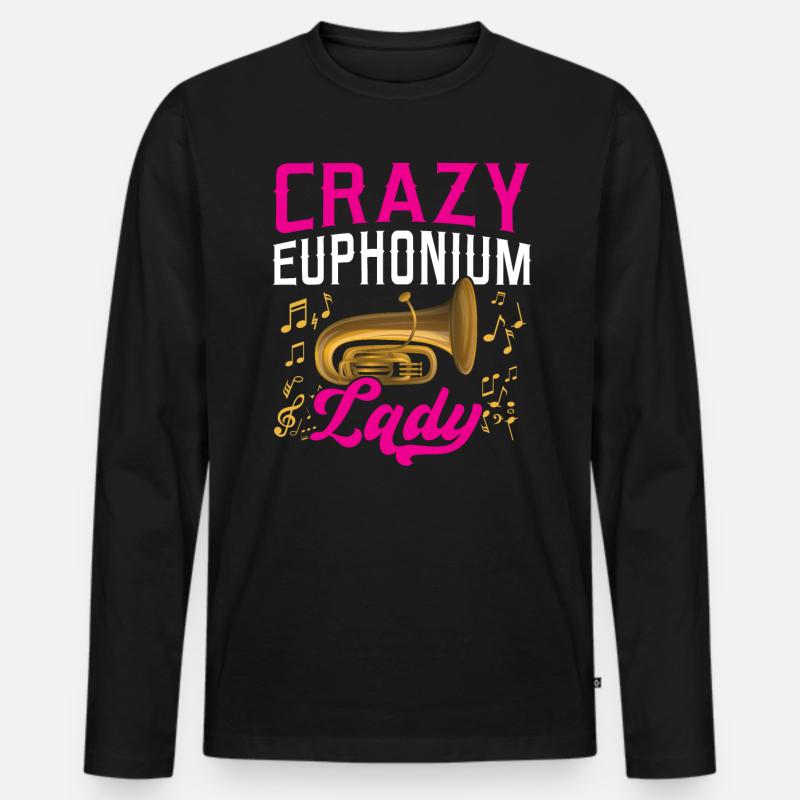 Crazy Euphonium Lady - Männer Premium Bio Langarmshirt - Schwarz