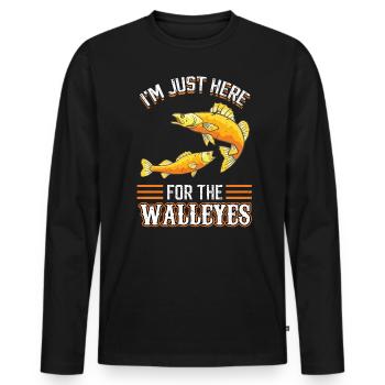 Je suis juste là pour les dorés jaunes - Chasseur de doré jaune - T-shirt manches longues Premium bio Homme - noir - Devant - Nico (187cm)