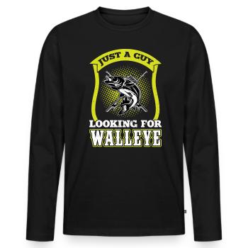 Juste un gars à la recherche de doré jaune - Chasseur de doré jaune - T-shirt manches longues Premium bio Homme - noir - Devant - Nico (187cm)