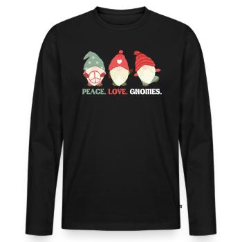 Peace. Love. Gnomes. - Gnome Gardening - Männer Premium Bio Langarmshirt - Schwarz - Vorne - Nico (187cm)