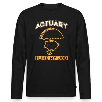 Actuaire J’aime mon travail - Agent d’assurance - T-shirt manches longues Premium bio Homme - noir - Devant - Nico (187cm)
