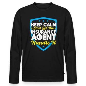 Laissez l’agent d’assurance s’en occuper - T-shirt manches longues Premium bio Homme - noir - Devant - Nico (187cm)