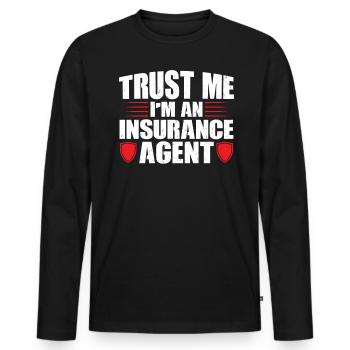 Faites-moi confiance - Je suis un agent d’assurance - T-shirt manches longues Premium bio Homme - noir - Devant - Nico (187cm)