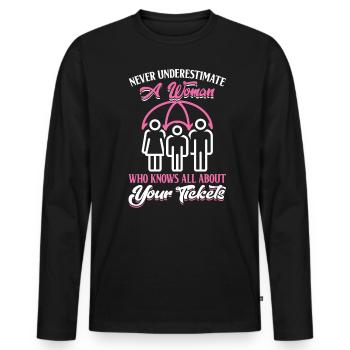 A Woman Who Knows All About Your Tickets - Men's Premium Organic Long Sleeve Shirt - black - Front - Nico (187cm)