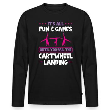 C’est amusant jusqu’à ce que vous échouiez à l’atterrissage de la roue de chariot - T-shirt manches longues Premium bio Homme - noir - Devant - Nico (187cm)