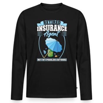 Agent d’assurance à la retraite - T-shirt manches longues Premium bio Homme - noir - Devant - Nico (187cm)