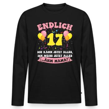 Endlich 17 - Ich kann jetzt alles - 17. Geburtstag - Männer Premium Bio Langarmshirt - Schwarz - Vorne - Nico (187cm)