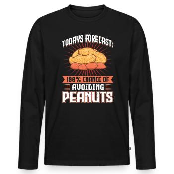 100% de chances d’éviter les arachides - Allergique aux arachides - T-shirt manches longues Premium bio Homme - noir - Devant - Nico (187cm)