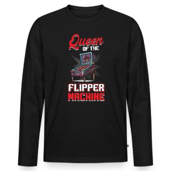 La Reine de la Flipper Machine - Pinball - T-shirt manches longues Premium bio Homme - noir - Devant - Nico (187cm)