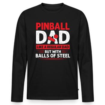 Papa flipper - T-shirt manches longues Premium bio Homme - noir - Devant - Nico (187cm)