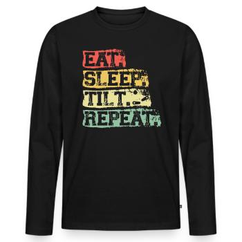 Eat. Sleep. Tilt. Repeat. -Pinball - Men's Premium Organic Long Sleeve Shirt - black - Front - Nico (187cm)