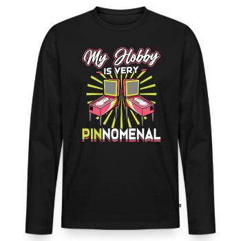 Mon passe-temps est Pinomenal - Pinball - T-shirt manches longues Premium bio Homme - noir - Devant - Nico (187cm)