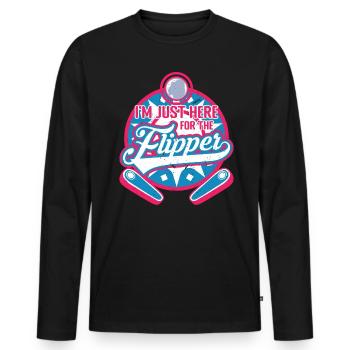 Je suis juste là pour le flipper - Pinball - T-shirt manches longues Premium bio Homme - noir - Devant - Nico (187cm)