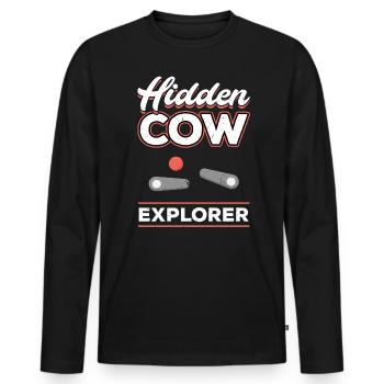 Hidden Cow Explorer - Pinball - Männer Premium Bio Langarmshirt - Schwarz - Vorne - Nico (187cm)