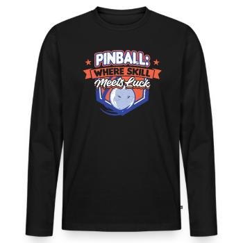 Pinball - Là où l’habileté rencontre la chance - T-shirt manches longues Premium bio Homme - noir - Devant - Nico (187cm)