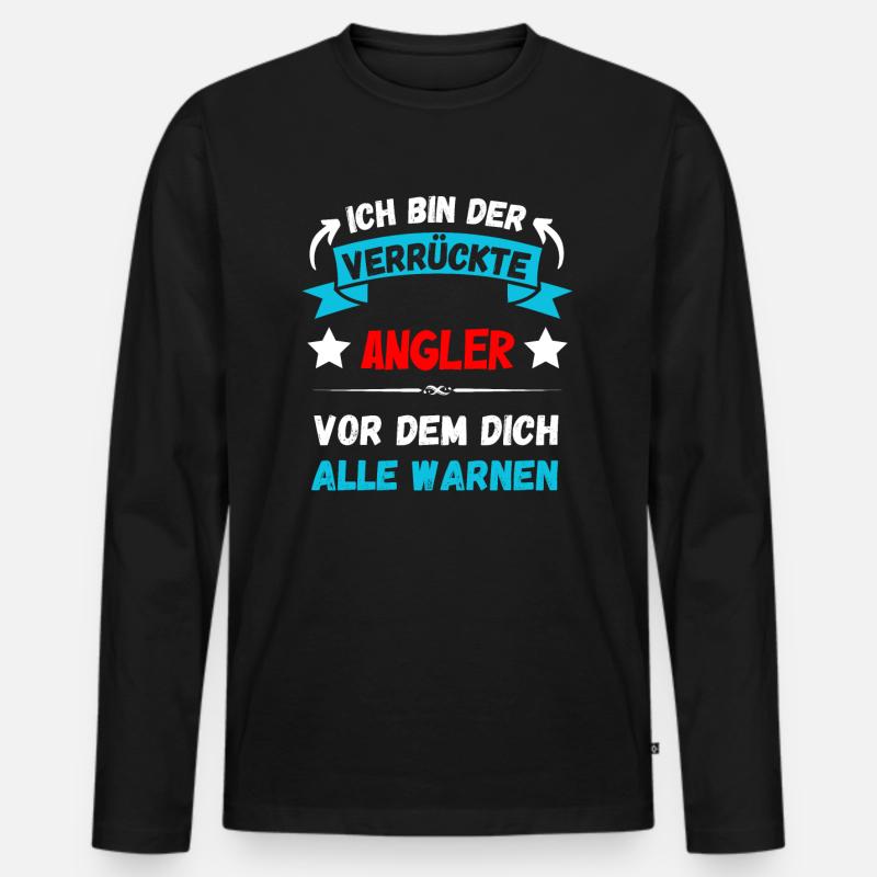 Ich bin der verrückte Angler - Design - Männer Premium Bio Langarmshirt - Schwarz
