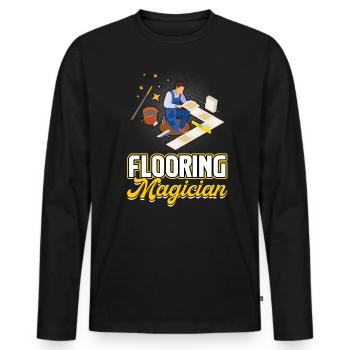 Magicien des revêtements de sol - Installateur de revêtements de sol - T-shirt manches longues Premium bio Homme - noir - Devant - Nico (187cm)