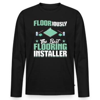 Meilleur installateur de revêtements de sol - T-shirt manches longues Premium bio Homme - noir - Devant - Nico (187cm)