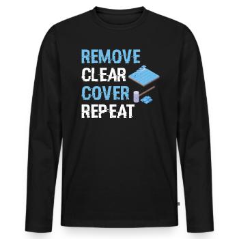 Enlever. Clair. Couvrir. Répéter. - Installateur de revêtements de sol - T-shirt manches longues Premium bio Homme - noir - Devant - Nico (187cm)