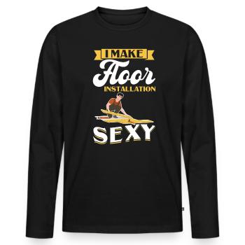 Je rends l’installation de sol sexy -installateur de revêtement de sol - T-shirt manches longues Premium bio Homme - noir - Devant - Nico (187cm)