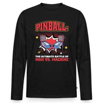 Pinball - Man Vs. Machine - Männer Premium Bio Langarmshirt - Schwarz - Vorne - Nico (187cm)