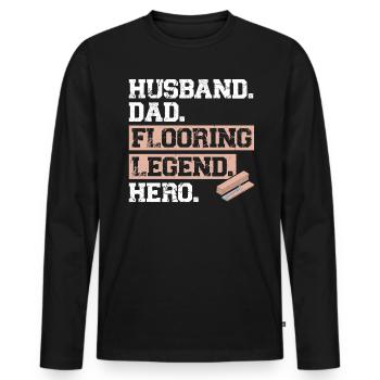 Mari. Papa. Légende du revêtement de sol. Héros. - T-shirt manches longues Premium bio Homme - noir - Devant - Nico (187cm)