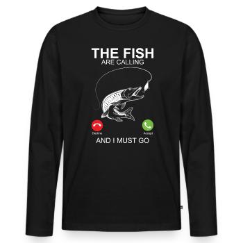 The Fish Are Calling - Fishing - Men's Premium Organic Long Sleeve Shirt - black - Front - Nico (187cm)