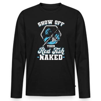 Montrez votre canne - Pêche - T-shirt manches longues Premium bio Homme - noir - Devant - Nico (187cm)