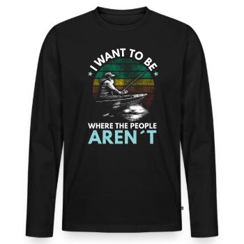 Soyez là où les gens ne sont pas - Pêche - T-shirt manches longues Premium bio Homme - noir - Devant - Nico (187cm)